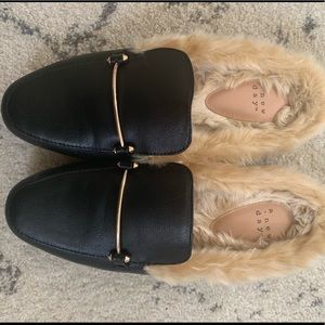 Black Fur-Lined Mules